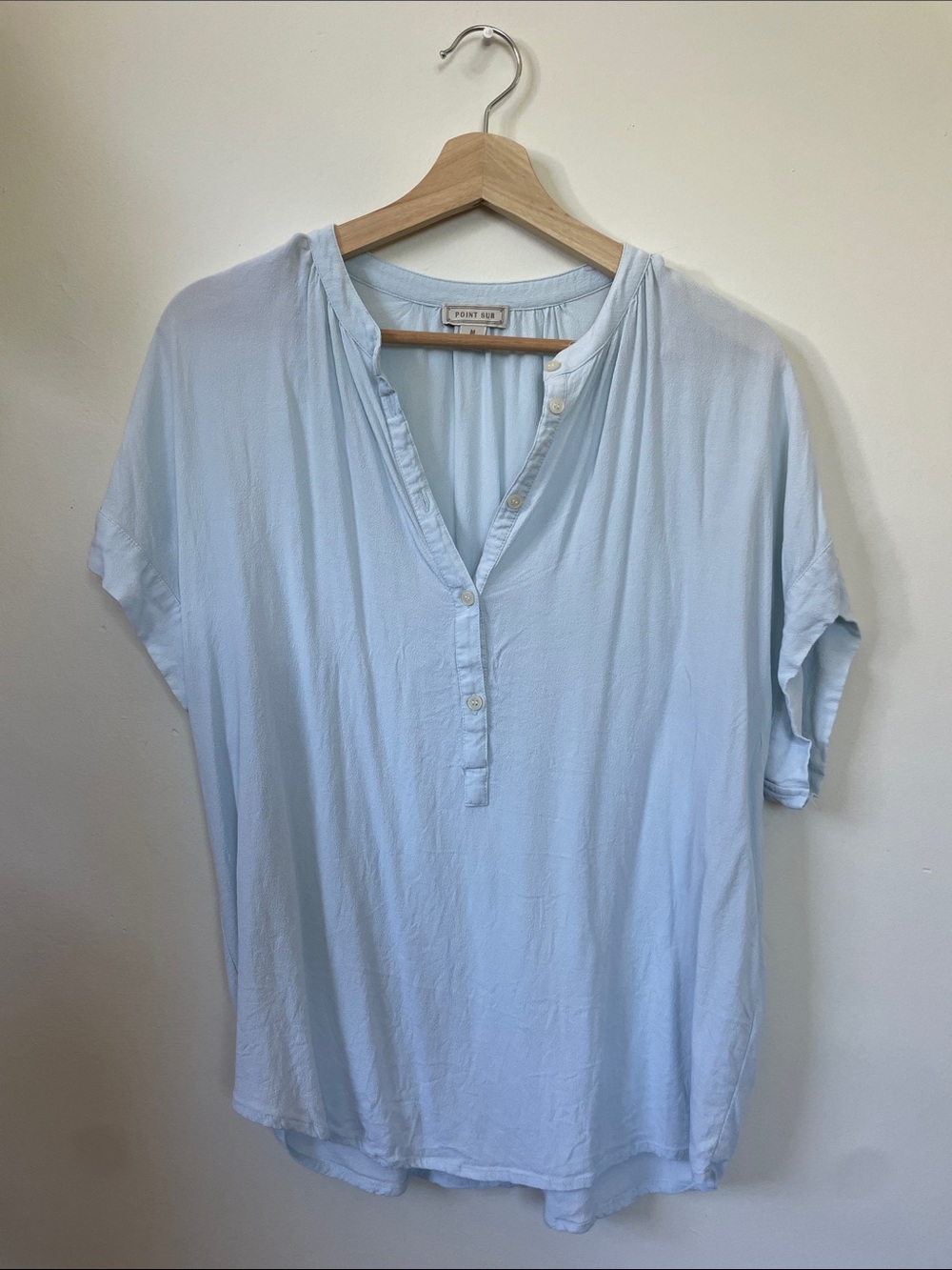 Point Sur Light Blue Short Sleeve Blouse